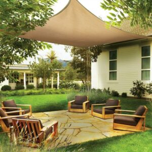 ShadeLogic Sun Shade Sail Heavy Weight 12 Foot Square - Sand