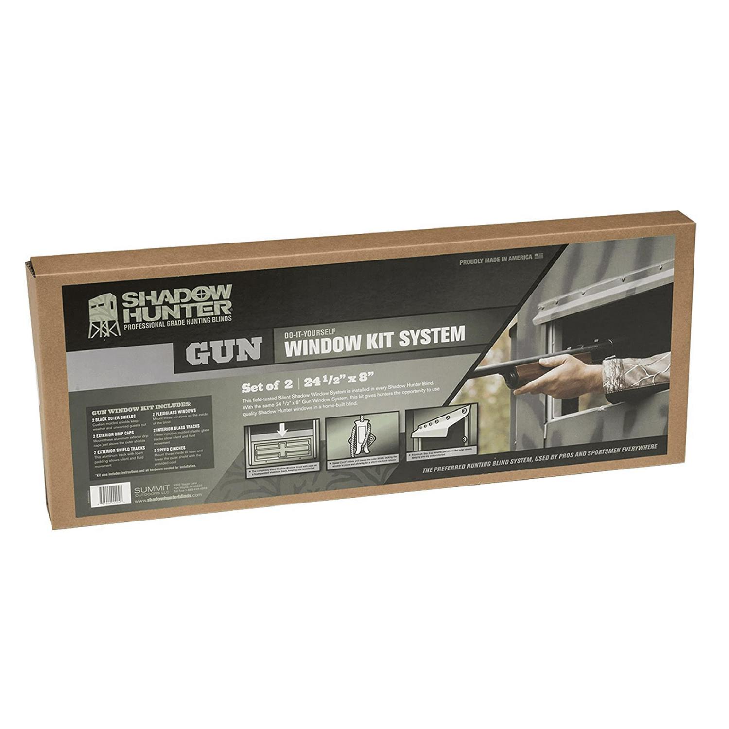 Shadow Hunter SHSSGW Gun Silent Shadow Window Kit System for Deer Hunting Blinds, 2 Piece Set with 24" x 8" Windows