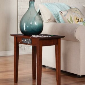 Shaker Chair Side Table with Charging Station in Walnut or Caramel