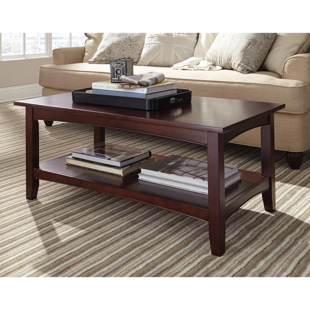 Alaterre Furniture Shaker Cottage Rectangle Coffee Table, Open Bottom Shelf Living Room Furniture, Hardwood & Composite Woods, Espresso - Image 2