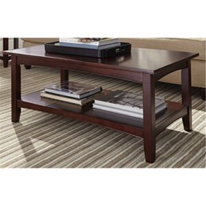 Alaterre Furniture Shaker Cottage Rectangle Coffee Table, Open Bottom Shelf Living Room Furniture, Hardwood & Composite Woods, Espresso