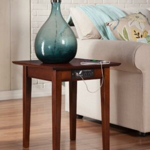 Shaker End Table with Charging Station in Walnut or Caramel