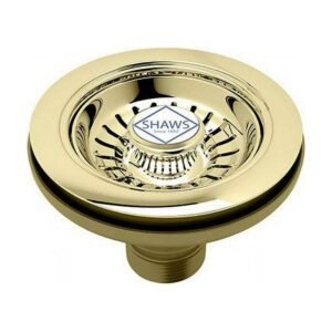 Shaws Basket Strainer Without Remote Pop-Up With Shaws Logo Branded White Porcelain Pull Knob