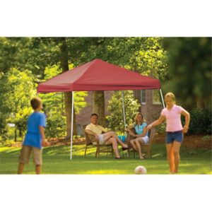 ShelterLogic 10x10 SL Pop-up Canopy, Red Cover, Black Roller Bag