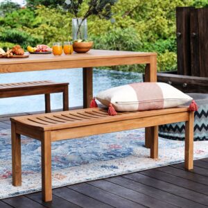 Sherwood Solid Teak Wood Outdoor Backless Bench
