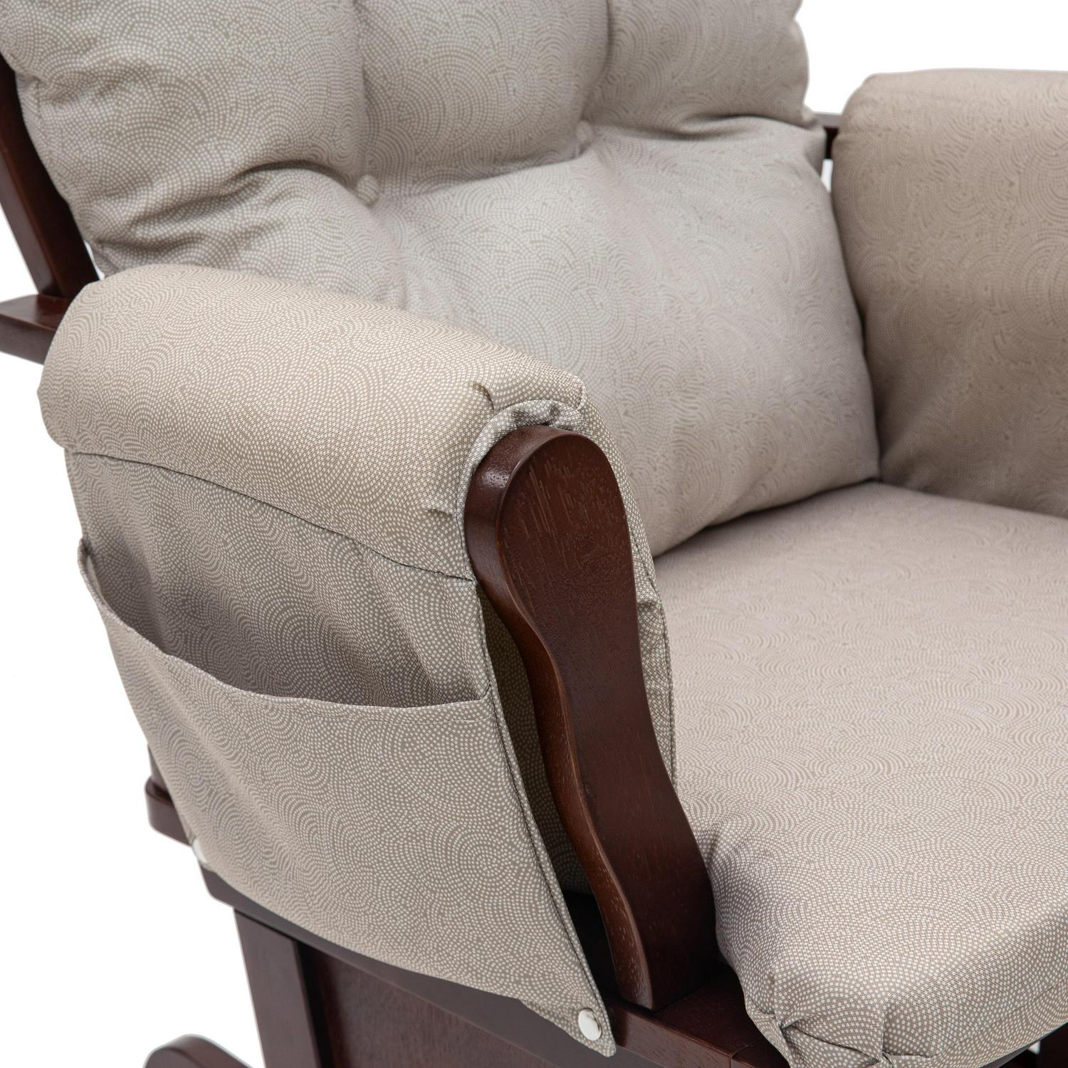 REJOICE HOME Kids Modern Cozy Solid Hardwood Glider Rocking Chair with Ottoman, Espresso/Taupe Swirl - Image 7