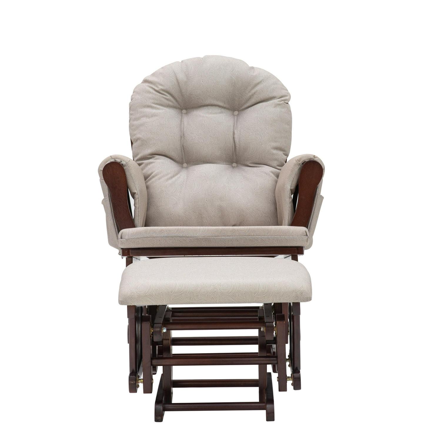 REJOICE HOME Kids Modern Cozy Solid Hardwood Glider Rocking Chair with Ottoman, Espresso/Taupe Swirl - Image 6