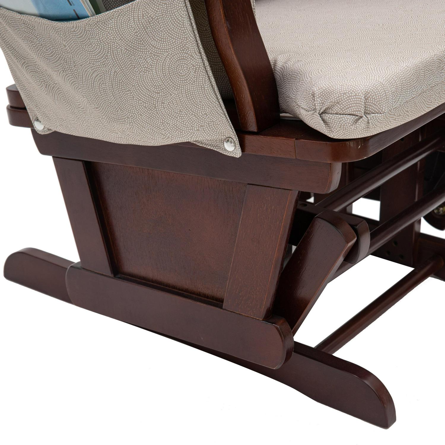 REJOICE HOME Kids Modern Cozy Solid Hardwood Glider Rocking Chair with Ottoman, Espresso/Taupe Swirl - Image 5