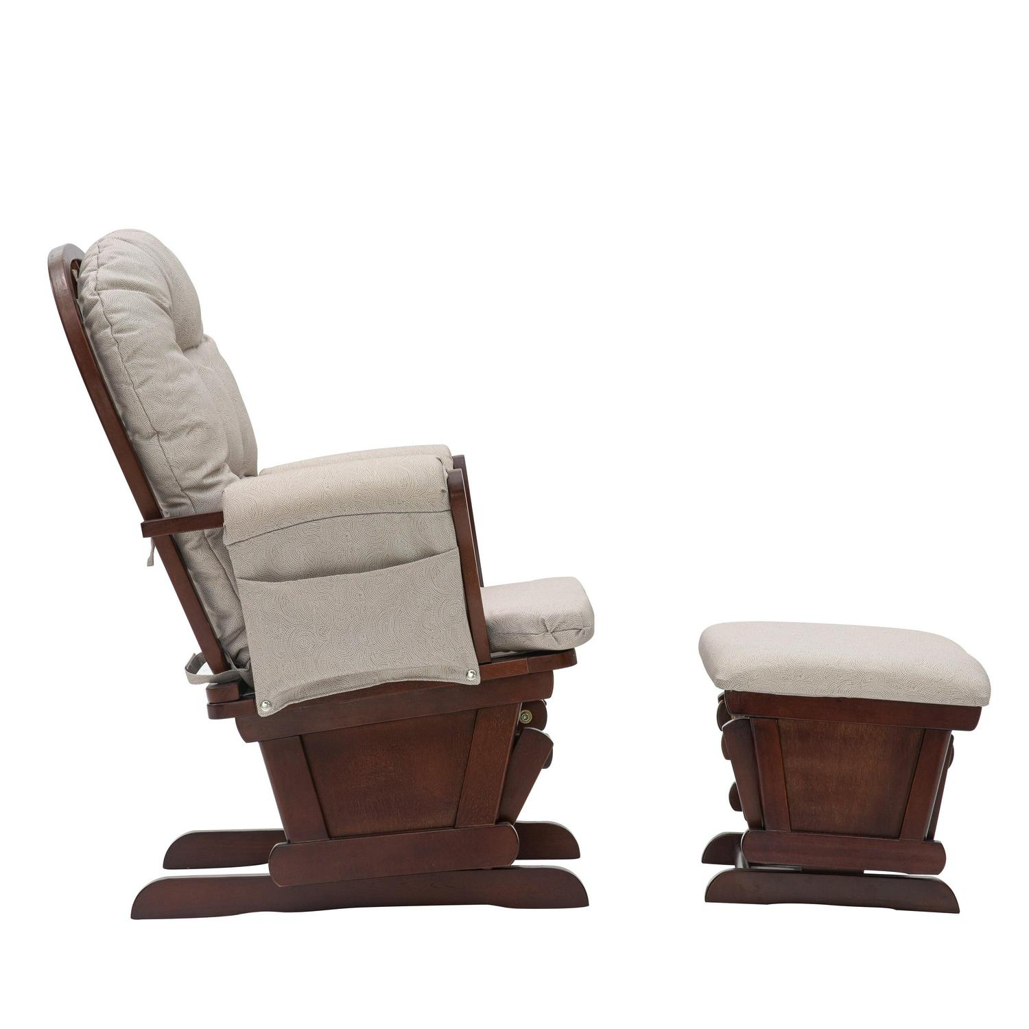 REJOICE HOME Kids Modern Cozy Solid Hardwood Glider Rocking Chair with Ottoman, Espresso/Taupe Swirl - Image 8