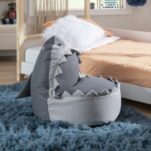 Shipley the Shark Children's Lounge Chair, Gray Fabric with Natural Legs
