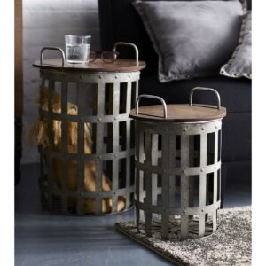 Side Tables (Set Of 2) 15.5"H, 20.25"H Metal, Wood