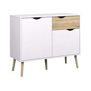 Tvilum Diana 2 Door Sideboard with 1 Drawer and 4 Shelves, White and Oak Structure