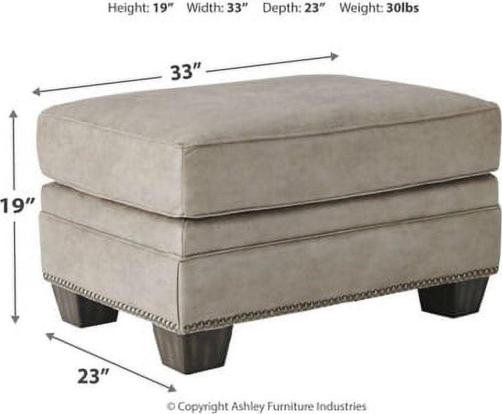 Signature Design by Ashley Traditional Olsberg Ottoman Faux Leather Steel - Image 3