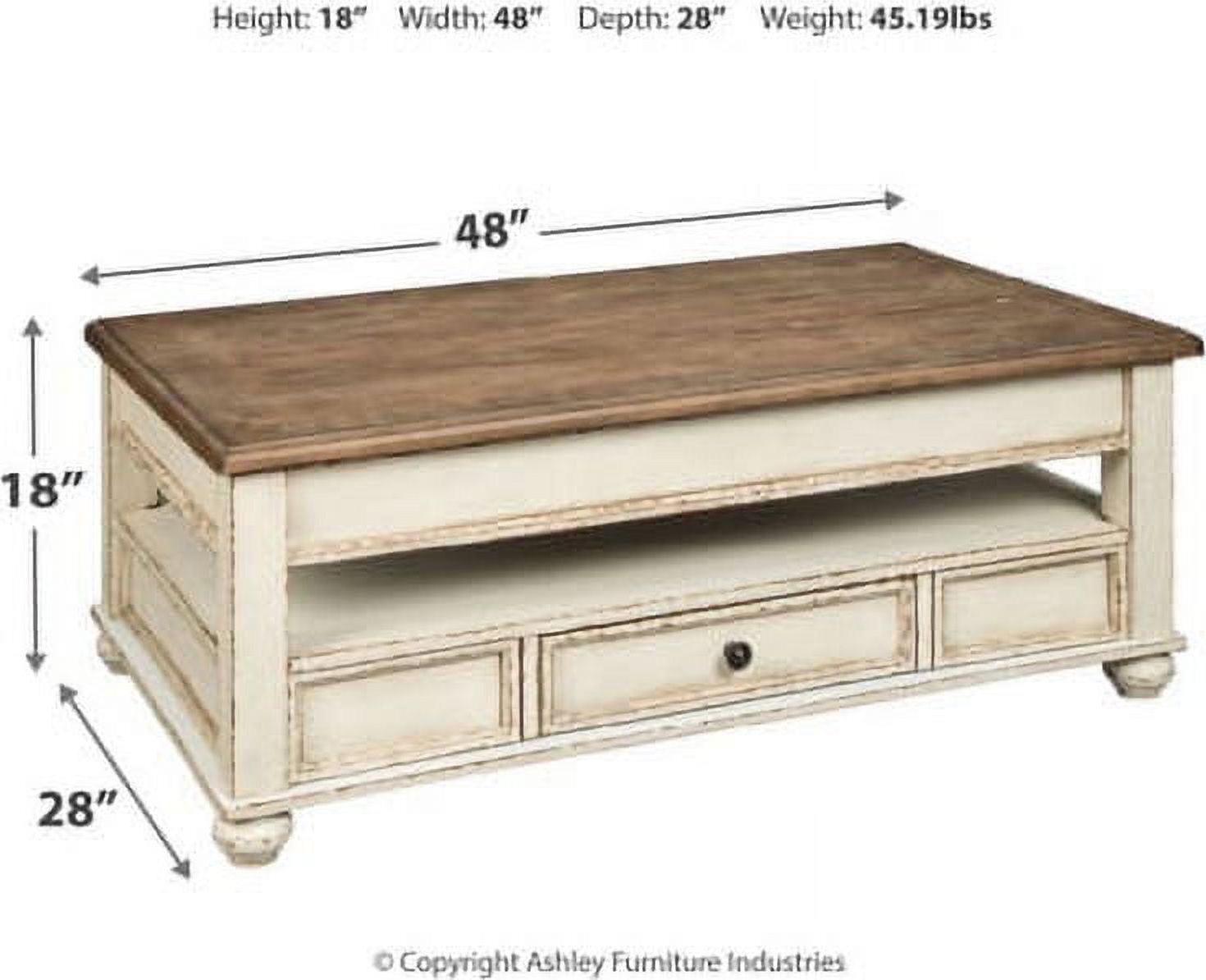 Signature Design by Ashley Realyn Lift Top Coffee Table – Cottage Two-Tone, Chipped White & Distressed Wood, Storage Drawer, Spring-Lift Top - Image 8