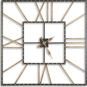 Signature Design by Ashley Casual Thames Wall Clock Black/Gold Finish