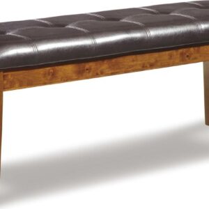 Signature Design by Ashley Ralene Large Upholstered Dining Bench, Medium Brown, Faux Leather Seat