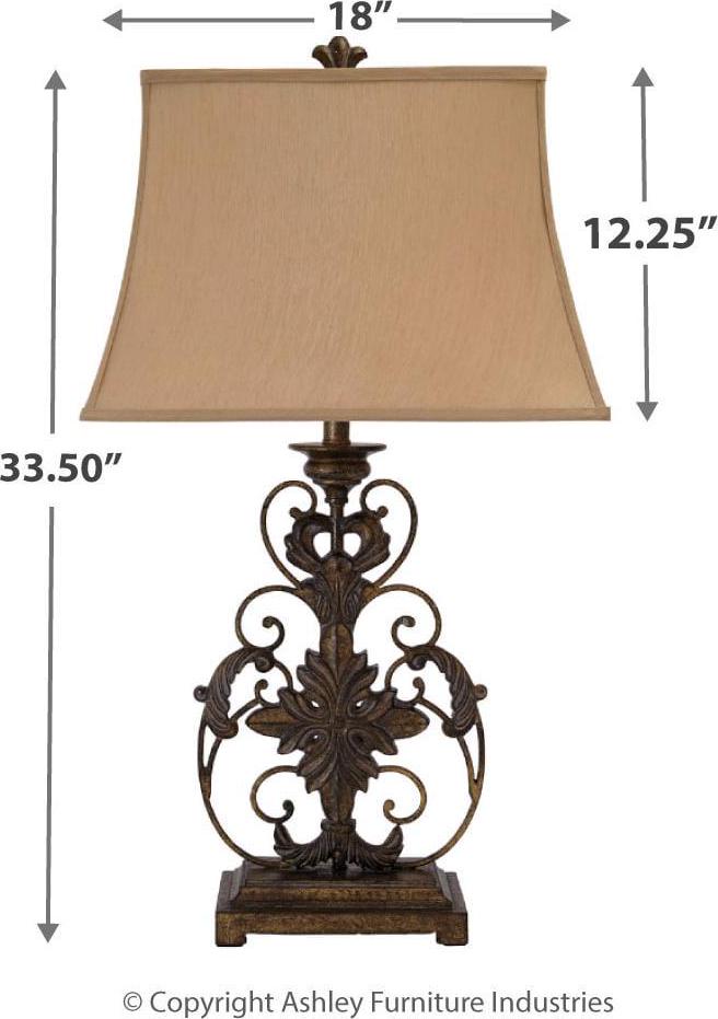 Signature Design by Ashley Traditional Sallee Table Lamp Gold Finish - Image 3