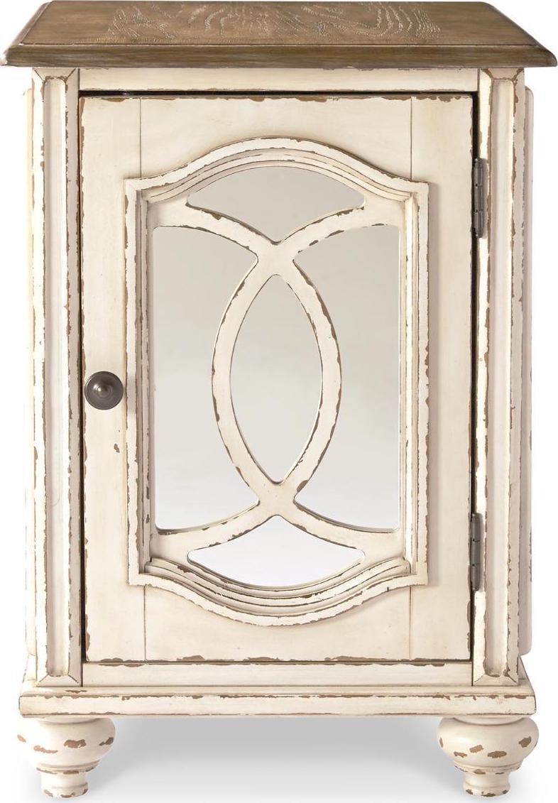 Signature Design by Ashley Realyn Cottage-Style Mirrored End Table in Antique White - Image 3