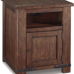 Signature Design by Ashley Casual Budmore End Table with USB Ports & Outlets Brown