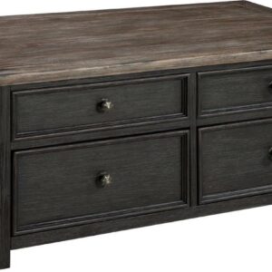 Signature Design by Ashley Tyler Creek 4 Drawer Coffee Table with Lift Top, Grayish Brown/Black