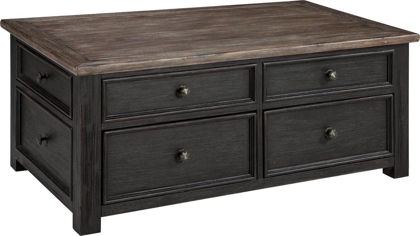 Signature Design by Ashley Tyler Creek 4 Drawer Coffee Table with Lift Top, Grayish Brown/Black