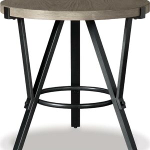 Signature Design by Ashley Zontini Mixed Media Industrial Round End Table, Light Brown