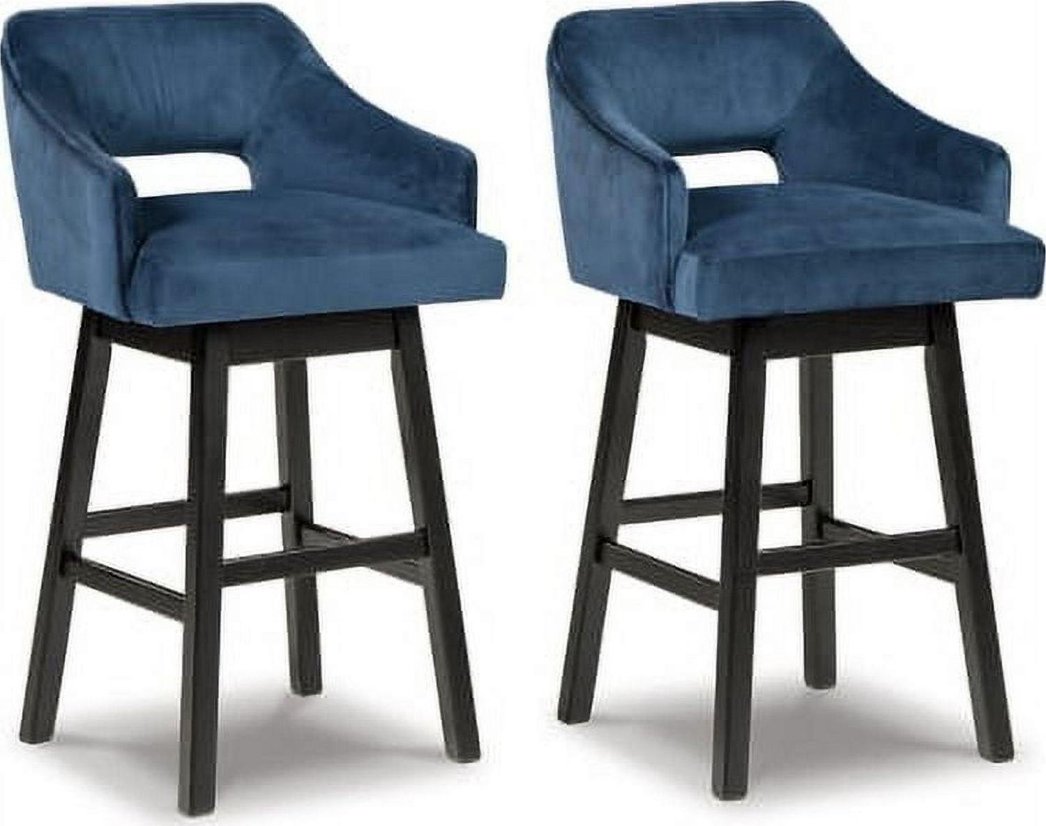 Signature Design by Ashley Tallenger Upholstered Swivel Bar Height Barstool, Set of 2, Blue