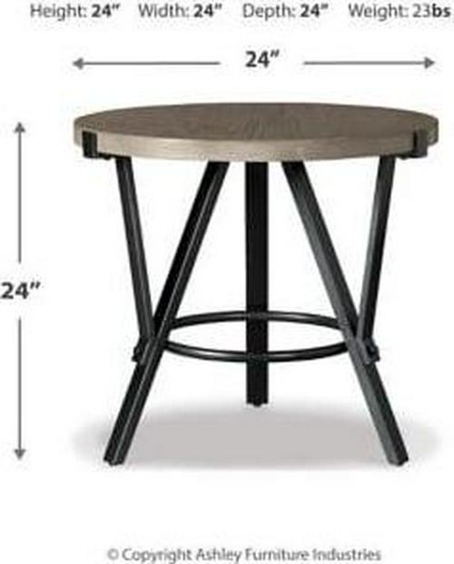 Signature Design by Ashley Zontini Mixed Media Industrial Round End Table, Light Brown - Image 7