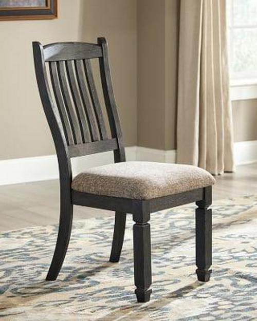 Signature Design by Ashley Tyler Creek Slat Back Dining Chairs Set of 2, Black and Grayish Brown Two-Tone Solid Wood with Cushioned Seats - Image 2