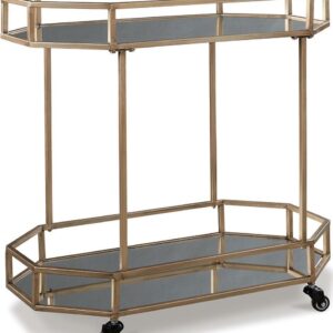 Signature Design by Ashley Contemporary Daymont Bar Cart Gold Finish