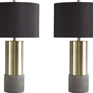 Signature Design by Ashley Contemporary Jacek Table Lamp (Set of 2) Gray/Brass Finish