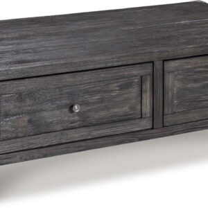 Signature Design by Ashley Todoe Lift Top Coffee Table, Dark Gray Rustic Industrial Cocktail Table with Two Storage Drawers and Removable Trays