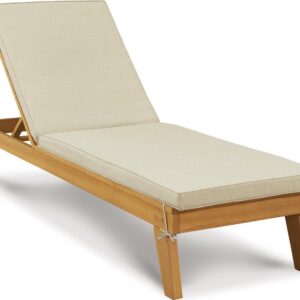 Signature Design by Ashley Casual Byron Bay Chaise Lounge with Cushion  Light Brown