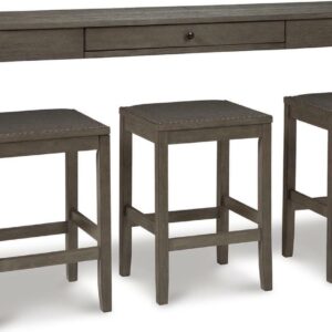 Signature Design by Ashley Caitbrook Counter Height Dining Table and 3 Bar Stools Set, Gray