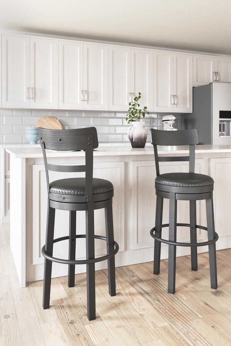 Signature Design by Ashley Valebeck Collection Swivel Bar Stools, Black - Image 2