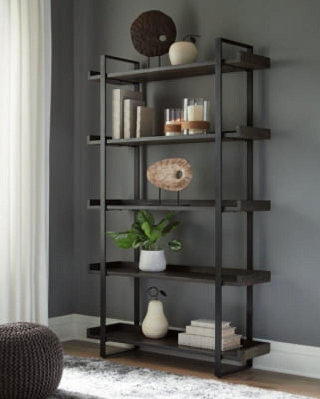 Signature Design by Ashley Contemporary Kevmart Bookcase, Grayish Brown/Black - Image 2