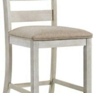 Signature Design by Ashley Skempton Counter Height Upholstered Barstool, Set of 2, White/Light Brown