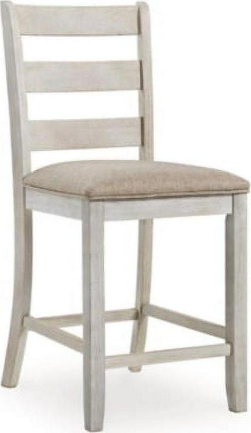 Signature Design by Ashley Skempton Counter Height Upholstered Barstool, Set of 2, White/Light Brown