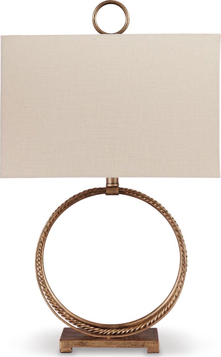Signature Design by Ashley Traditional Mahala Table Lamp Antique Gold Finish
