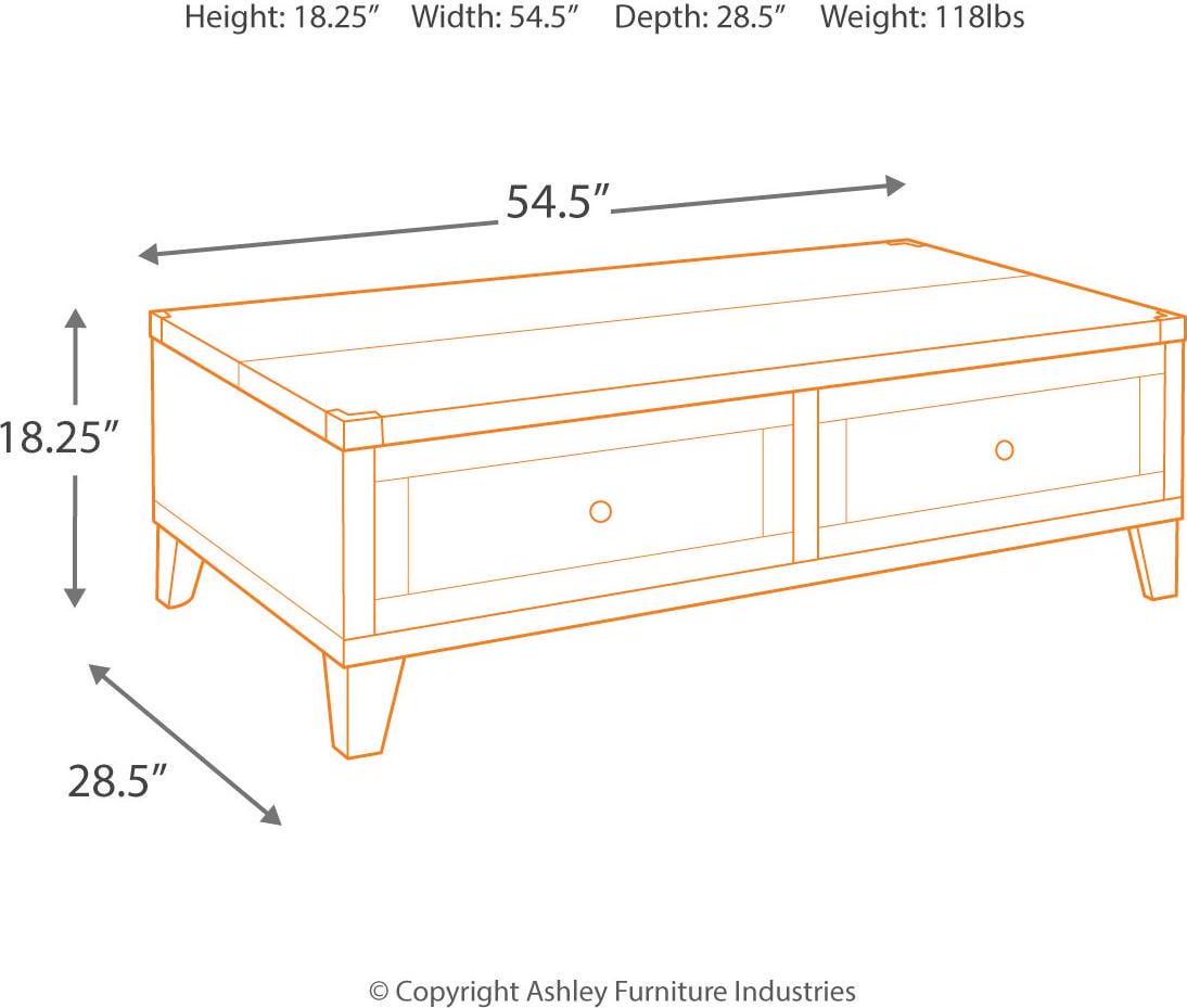 Signature Design by Ashley Todoe Lift Top Coffee Table, Dark Gray Rustic Industrial Cocktail Table with Two Storage Drawers and Removable Trays - Image 5