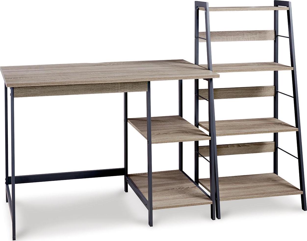 Signature Design by Ashley Soho Home Office Desk with 4 Shelf Bookcase, Light Brown