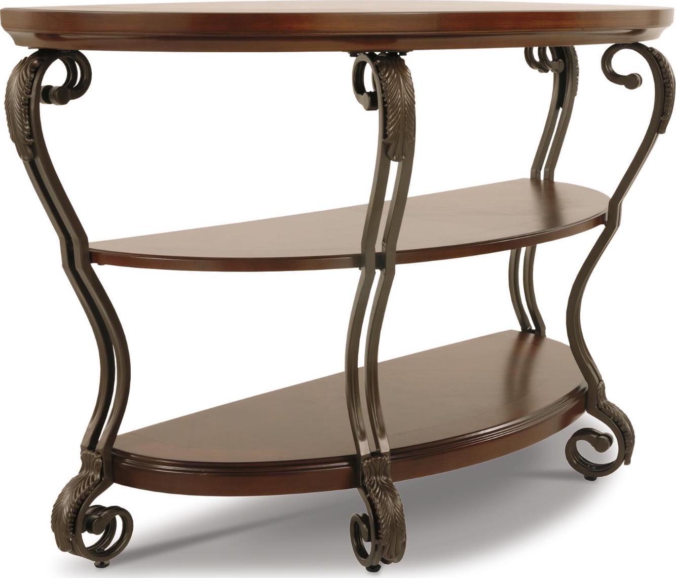 Signature Design by Ashley Traditional Nestor Sofa/Console Table Medium Brown - Image 4