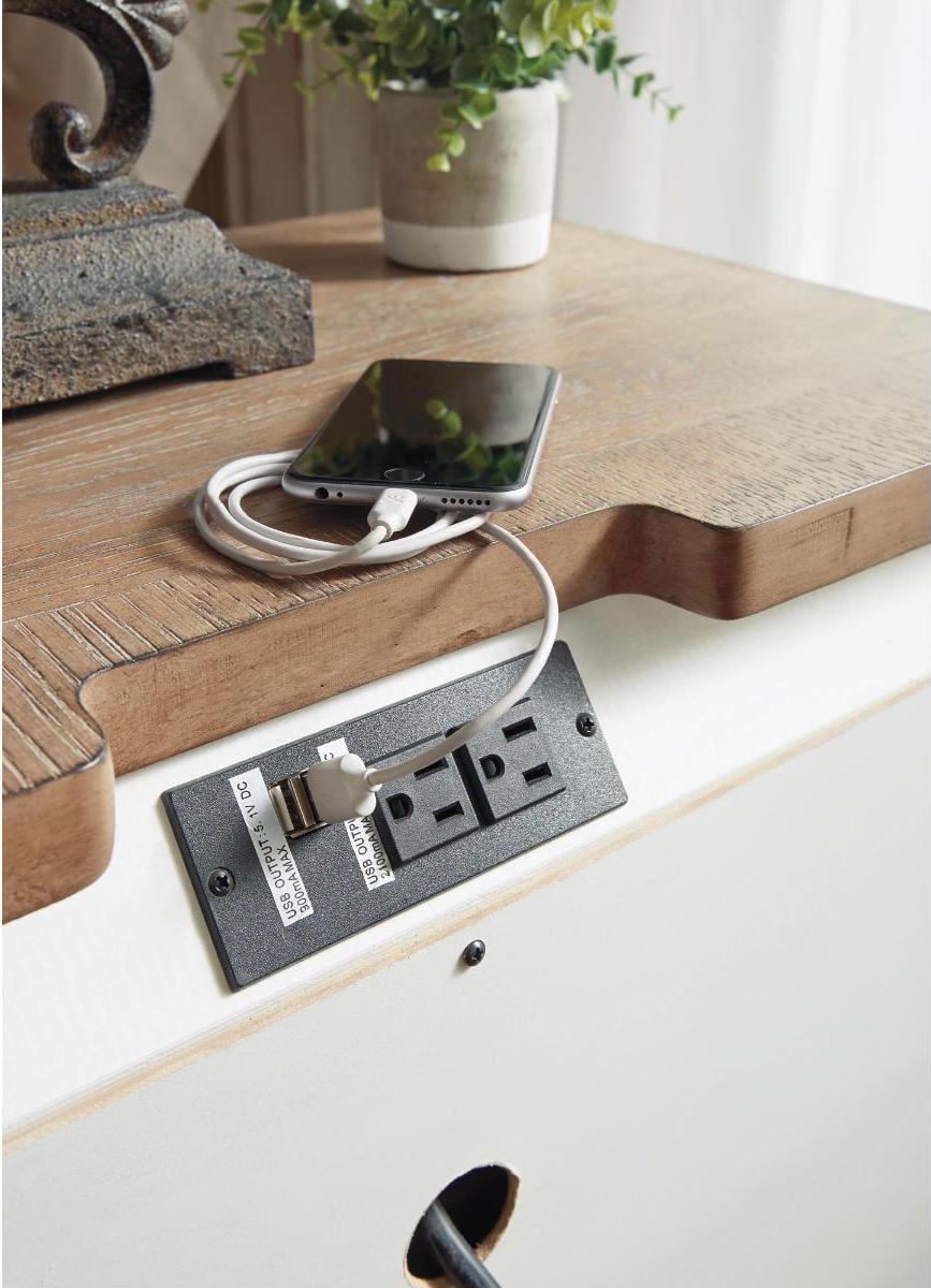 Signature Design by Ashley Realyn French Country 3 Drawer Nightstand with Electrical Outlets & USB Ports, Chipped White - Image 6
