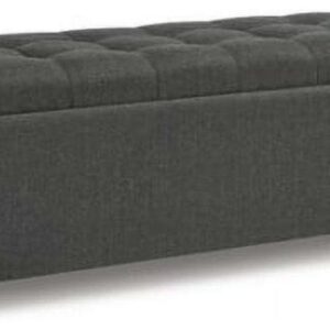 Signature Design by Ashley Cortwell Storage Bench - Gray Polyester Upholstered with Tufted Cushion