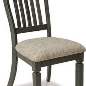 Signature Design by Ashley Tyler Creek Slat Back Dining Chairs Set of 2, Black and Grayish Brown Two-Tone Solid Wood with Cushioned Seats