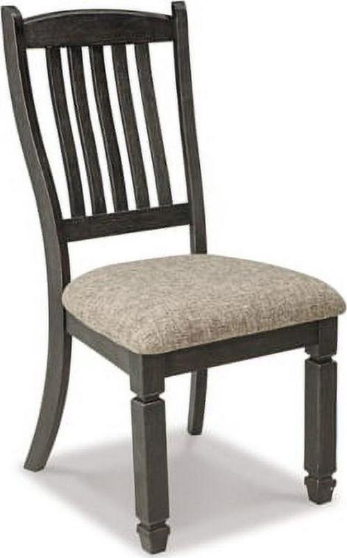 Signature Design by Ashley Tyler Creek Slat Back Dining Chairs Set of 2, Black and Grayish Brown Two-Tone Solid Wood with Cushioned Seats