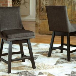 Signature Design by Ashley Tallenger Upholstered Swivel Counter Height Barstool Set of 2, Dark Gray