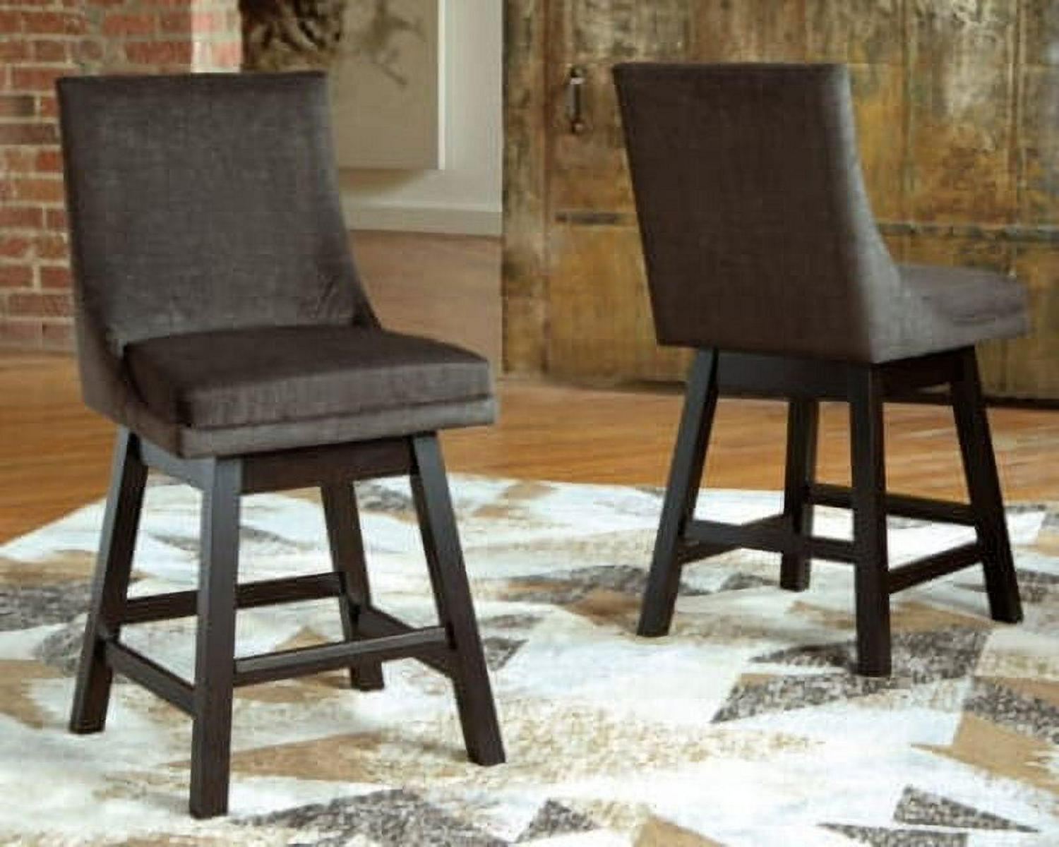 Signature Design by Ashley Tallenger Upholstered Swivel Counter Height Barstool Set of 2, Dark Gray