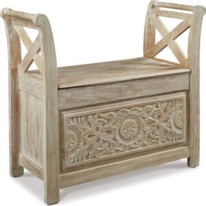 Signature Design by Ashley Casual Fossil Ridge Accent Bench Whitewash