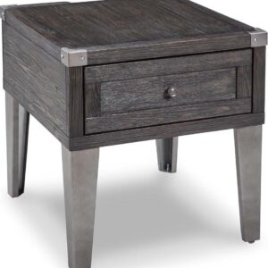 Signature Design by Ashley Contemporary Todoe End Table with USB Ports & Outlets Dark Gray